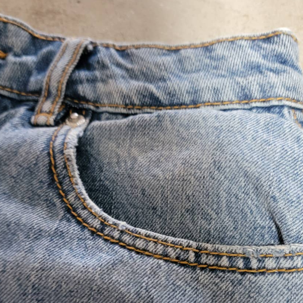 Dynamite Blue Skirt Raw Hem A-Line Mini Midi Skirt Size Small - Picture 6 of 10